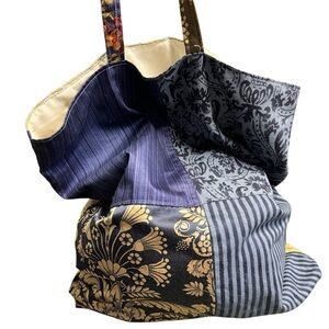Elegant Patchwork Tote Bag - Black and Gray